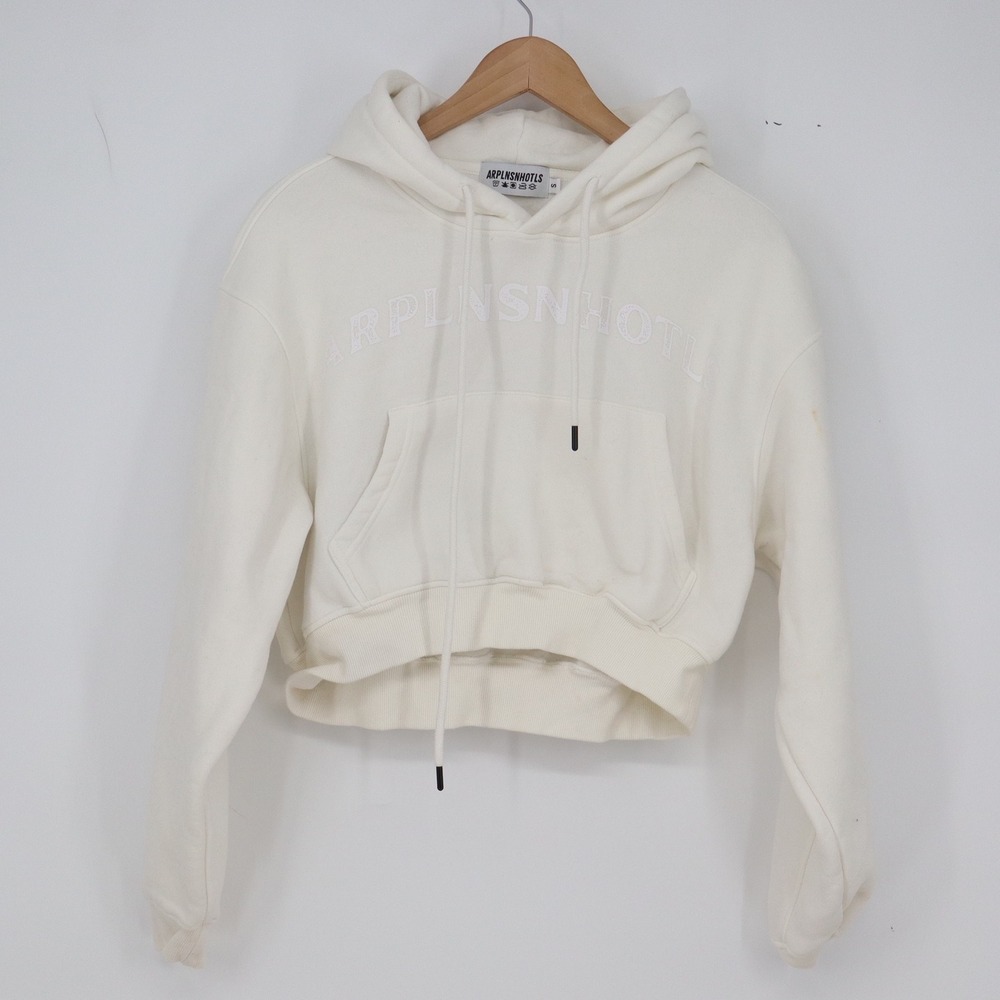 ARPLNSNHOTLS Hoodie Womens S Cropped Graphic Off White Streetwear Excellent